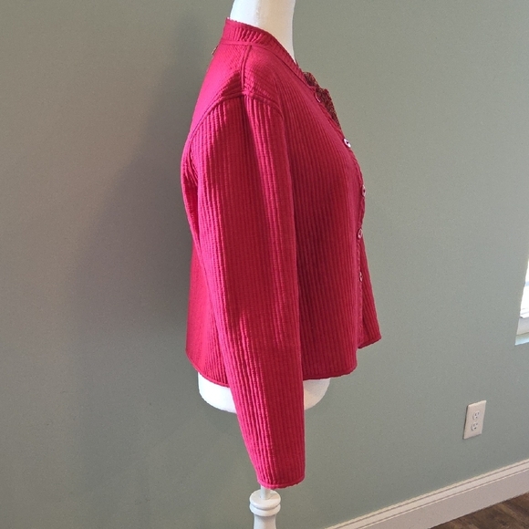 Baxter & Wells Reversible Red Floral/solid Red Quilted Cotton Jacket Women's XL - Picture 10 of 12